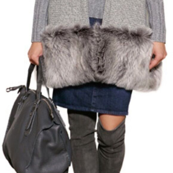 Ralph Lauren Pre-Fall ‘14 Collection Gray Cashmere Shearling Open Cardigan Vest - Picture 1 of 16
